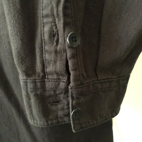 LUCKY BRAND BOHO BLACK DENIM POPOVER DRESS TUNIC SHIRT FLORAL EMBROIDERY M NWOT - Picture 8 of 9